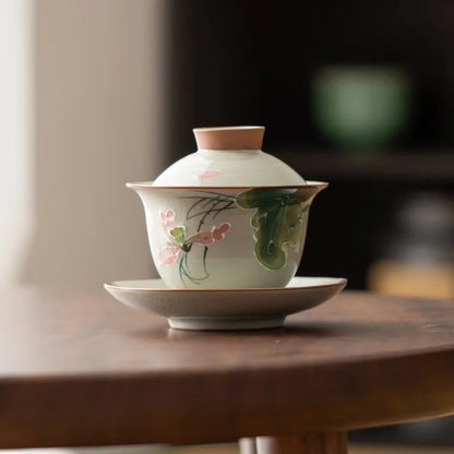 Handpainted Sancai Gaiwan Chinese Ceramic Tea Cups Home Decor Gongfu Tea Tureen Teaware Porcelain Tea Cup Set