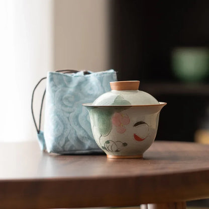Handpainted Sancai Gaiwan Chinese Ceramic Tea Cups Home Decor Gongfu Tea Tureen Teaware Porcelain Tea Cup Set