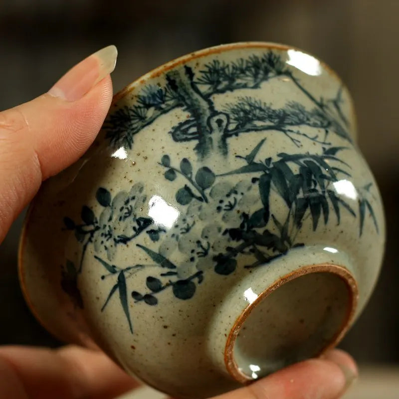 Handpainted Sancai Gaiwan Chinese Pottery Tea Cup Bowl Gongfu Teacups Home Decor Ceramic Tea Tureen Teaware Set