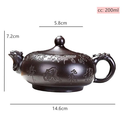 Handpainted Yixing Purple Clay Tea Pot Authentic Raw Ore Black Mud Pot Antique Zisha Beauty Tea Infuser Customized Teaware 200ml