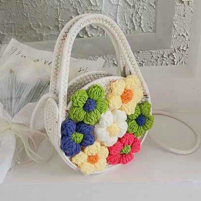 Handwoven Shoulder Bag Floral Crossbody Purse Small Beach Party Purse for Women