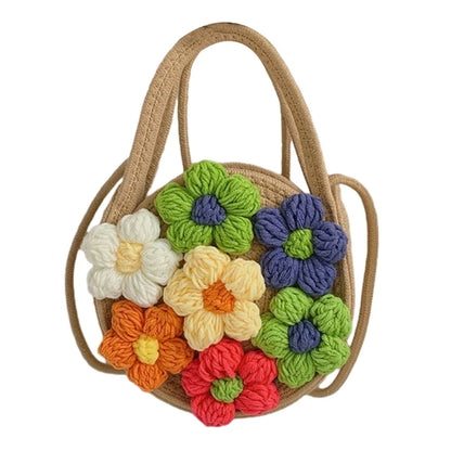 Handwoven Shoulder Bag Floral Crossbody Purse Small Beach Party Purse for Women