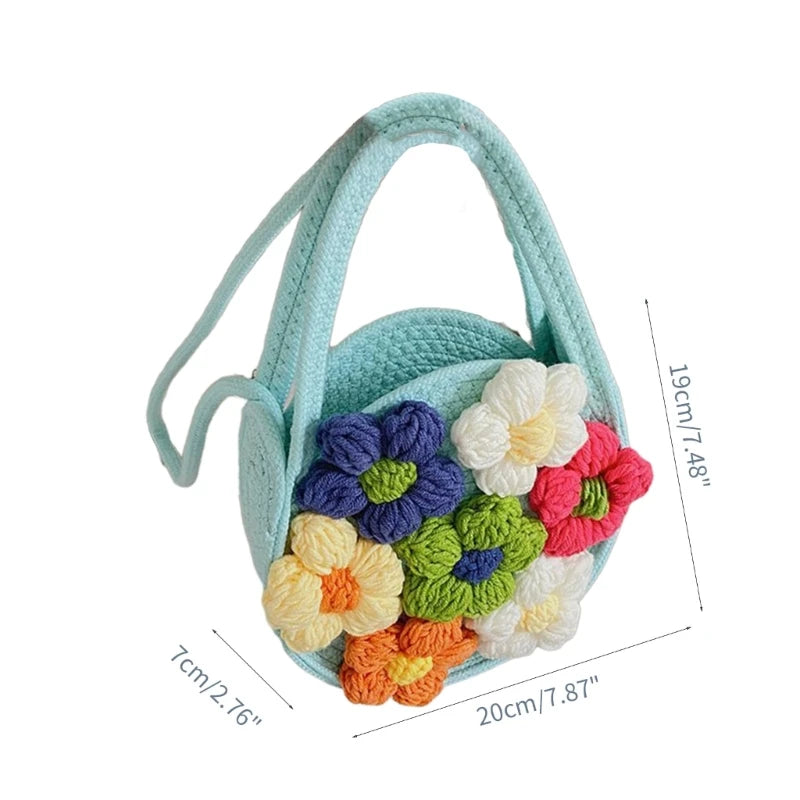 Handwoven Shoulder Bag Floral Crossbody Purse Small Beach Party Purse for Women