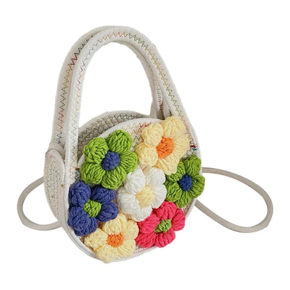 Handwoven Shoulder Bag Floral Crossbody Purse Small Beach Party Purse for Women