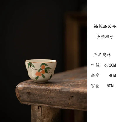 Handwritten Qinghuan Underglaze Color Household Personal Tea Cup Ceramic Kung Fu Set Gray Hand-painted Wisteria Flower Teaware
