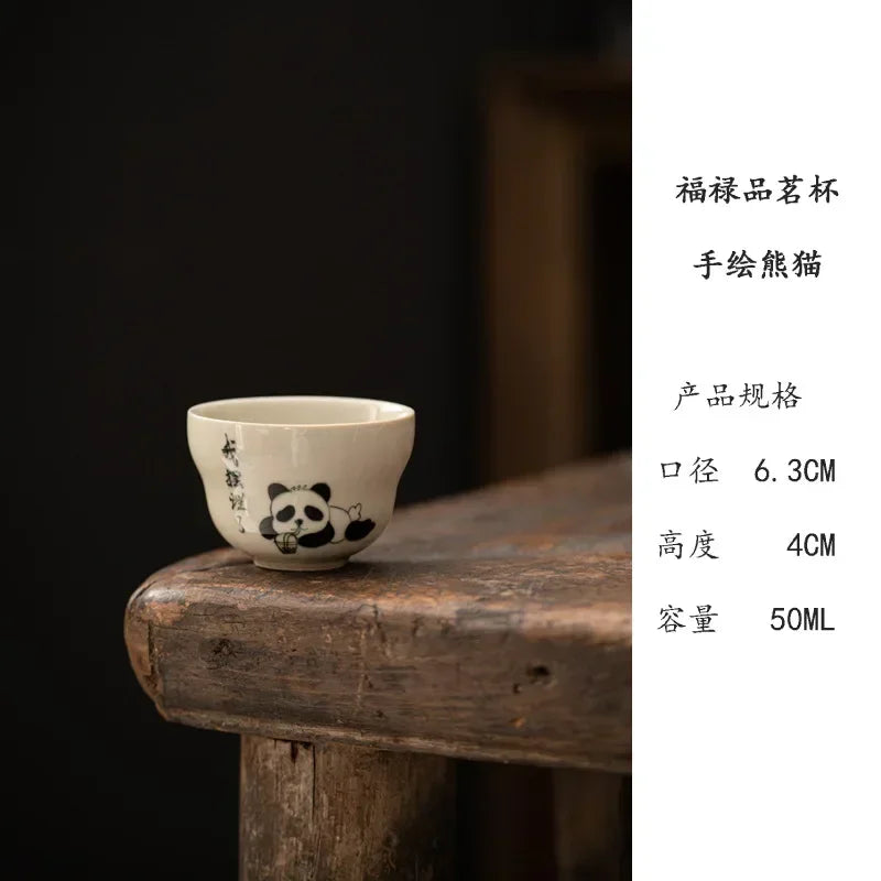Handwritten Qinghuan Underglaze Color Household Personal Tea Cup Ceramic Kung Fu Set Gray Hand-painted Wisteria Flower Teaware