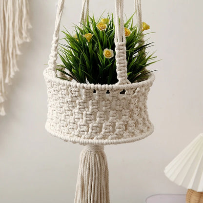 Hanging Plant Handmade Macrame Plant Hanger Flower Pot Planter Hanger Wall Decor Courtyard Garden Hanging Planter Hanging Basket