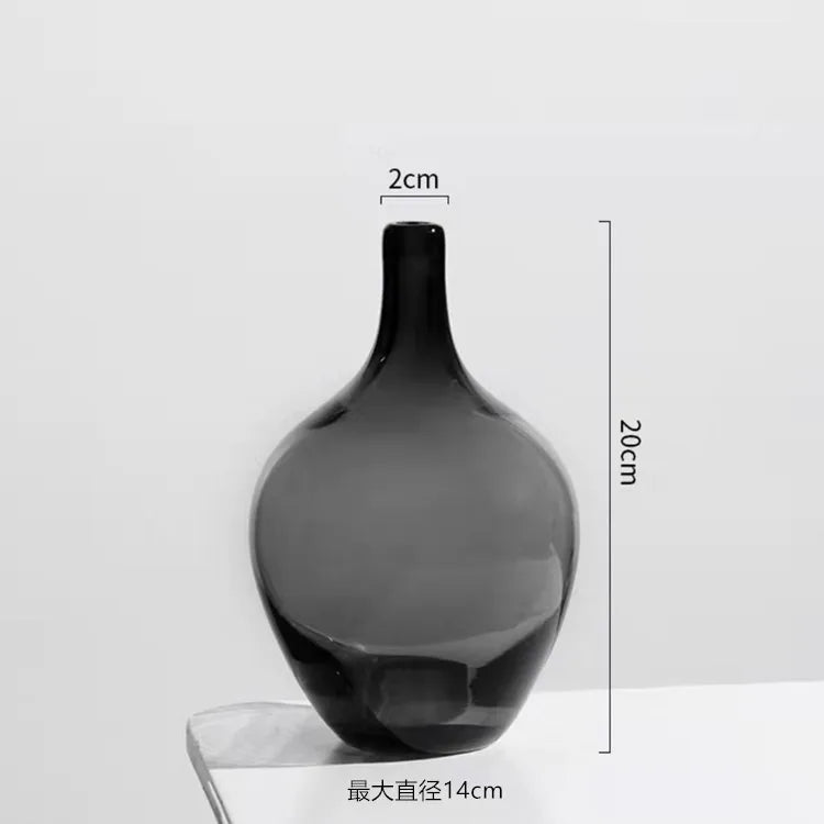 Hanging clock vase simple big belly glass vase home living room flower arrangement hydroponic floor transparent large vase black