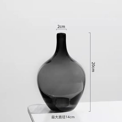 Hanging clock vase simple big belly glass vase home living room flower arrangement hydroponic floor transparent large vase black