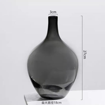 Hanging clock vase simple big belly glass vase home living room flower arrangement hydroponic floor transparent large vase black
