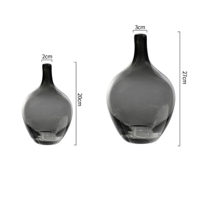 Hanging clock vase simple big belly glass vase home living room flower arrangement hydroponic floor transparent large vase black