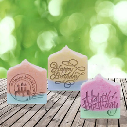 Happy Birthday Cake Pattern Handmade Soap Stamp, Clear DIY, Natural Acrylic, Organic, Decorative Soap Making, Custom Printing,