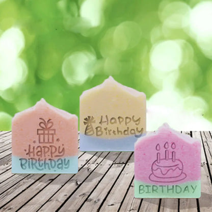 Happy Birthday Cake Pattern Handmade Soap Stamp, Clear DIY, Natural Acrylic, Organic, Decorative Soap Making, Custom Printing,