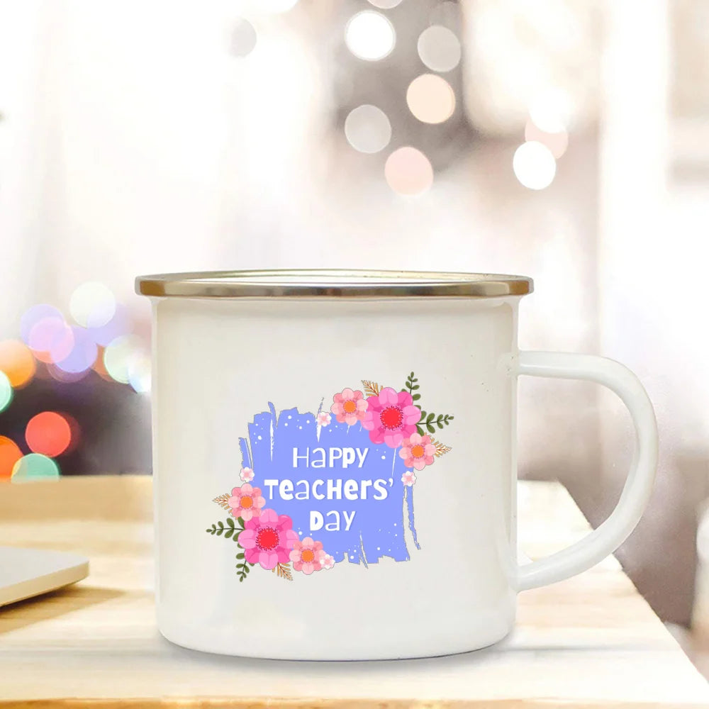 Happy Teacher's Day Enamel Mugs Handle Cups Drink Juice Coffee Dessert Tea Milk Mugs Bonfire Party Best Gifts for Teacher