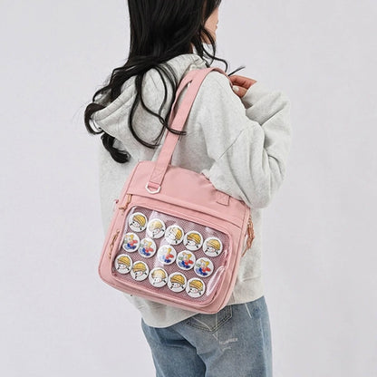 Harajuku Crossbody Bags Girls JK Bag Shoulder Bag Clear Window Handbag for Women