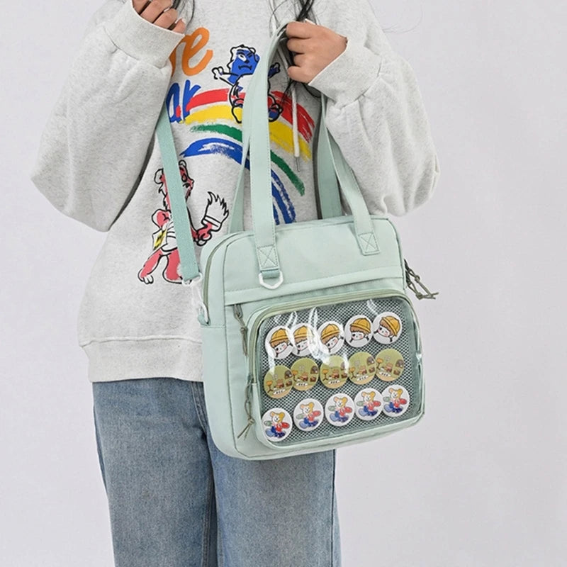 Harajuku Crossbody Bags Girls JK Bag Shoulder Bag Clear Window Handbag for Women