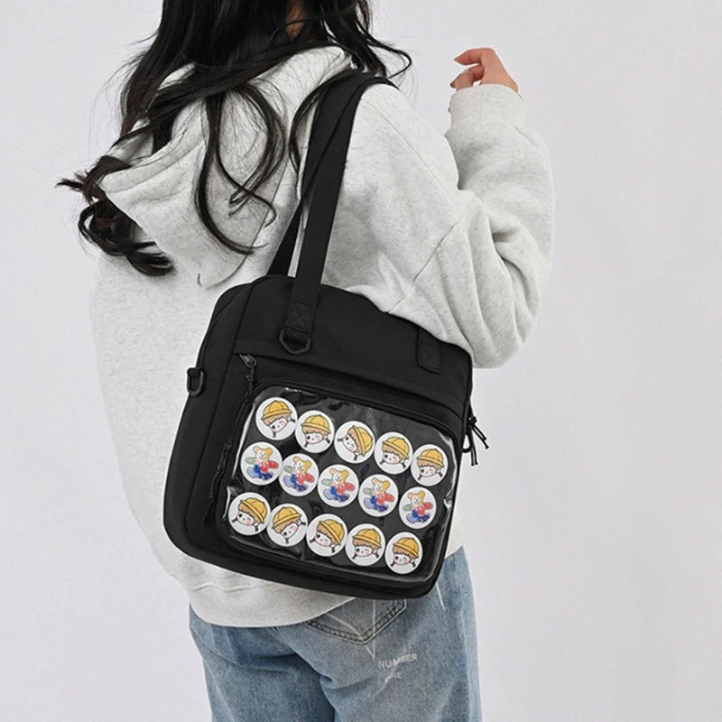 Harajuku Crossbody Bags Girls JK Bag Shoulder Bag Clear Window Handbag for Women