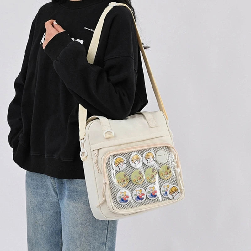 Harajuku Crossbody Bags Girls JK Bag Shoulder Bag Clear Window Handbag for Women