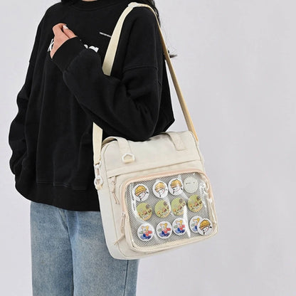 Harajuku Crossbody Bags Girls JK Bag Shoulder Bag Clear Window Handbag for Women