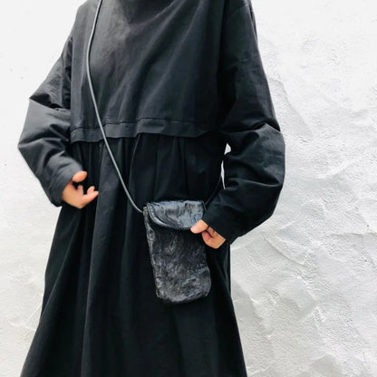 Harajuku Dark Style Washed Ruched Shoulder Crossbody Bag 2024 Autumn New Bags Simple Fashion Kawaii Bolsos Mujer Cellphone Pouch
