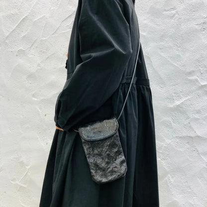 Harajuku Dark Style Washed Ruched Shoulder Crossbody Bag 2024 Autumn New Bags Simple Fashion Kawaii Bolsos Mujer Cellphone Pouch