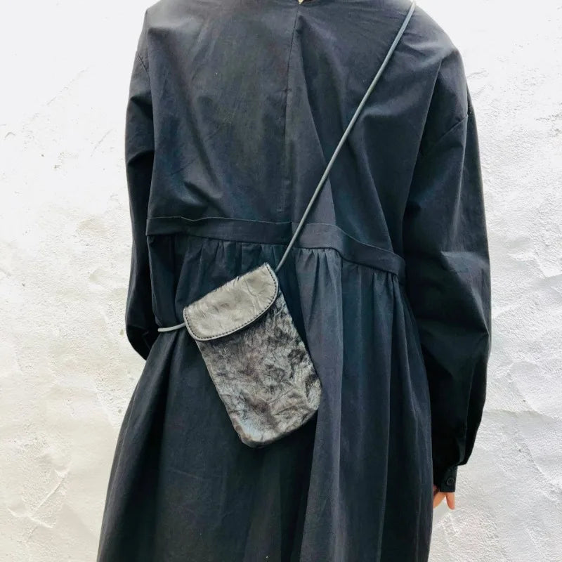 Harajuku Dark Style Washed Ruched Shoulder Crossbody Bag 2024 Autumn New Bags Simple Fashion Kawaii Bolsos Mujer Cellphone Pouch