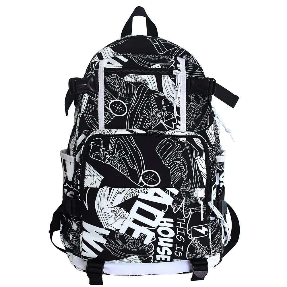 Harajuku Girl Male School Bag Female Graffiti Print Men Backpack Women Book Boy Bag Nylon Ladies Fashion Laptop Backpack Student