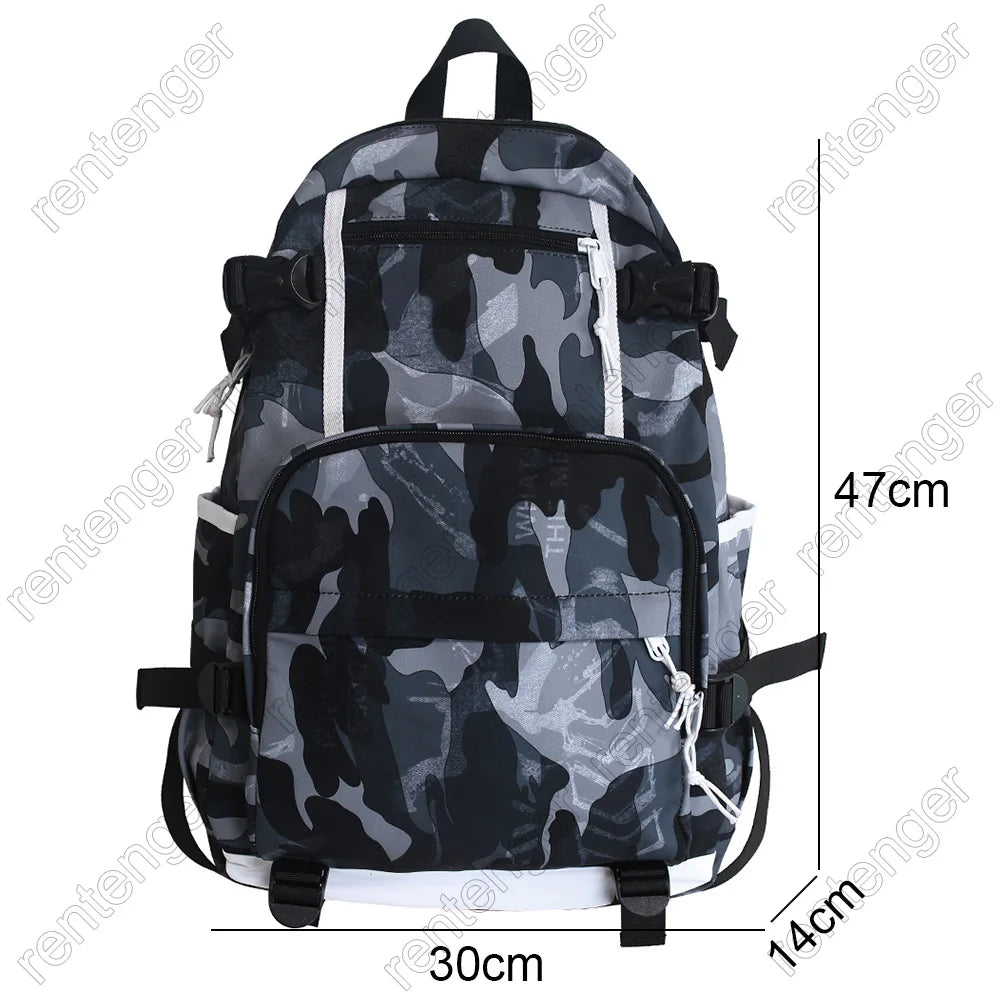 Harajuku Girl Male School Bag Female Graffiti Print Men Backpack Women Book Boy Bag Nylon Ladies Fashion Laptop Backpack Student