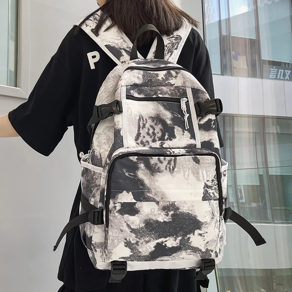 Harajuku Girl Male School Bag Female Graffiti Print Men Backpack Women Book Boy Bag Nylon Ladies Fashion Laptop Backpack Student