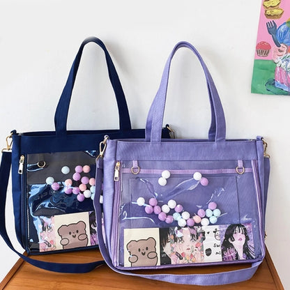 Harajuku School Bag for Women Messenger Shoulder Crossbody Bag Student Handbag