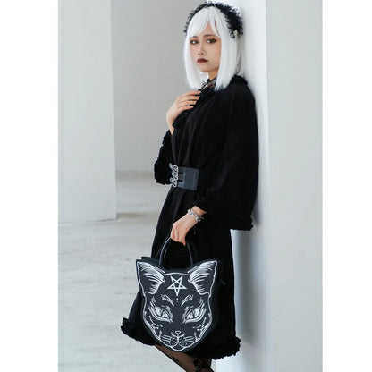 Harajuku style dark cat oblique cross bag fashion trend clutch punk style cat face Halloween women's bag