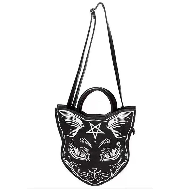 Harajuku style dark cat oblique cross bag fashion trend clutch punk style cat face Halloween women's bag