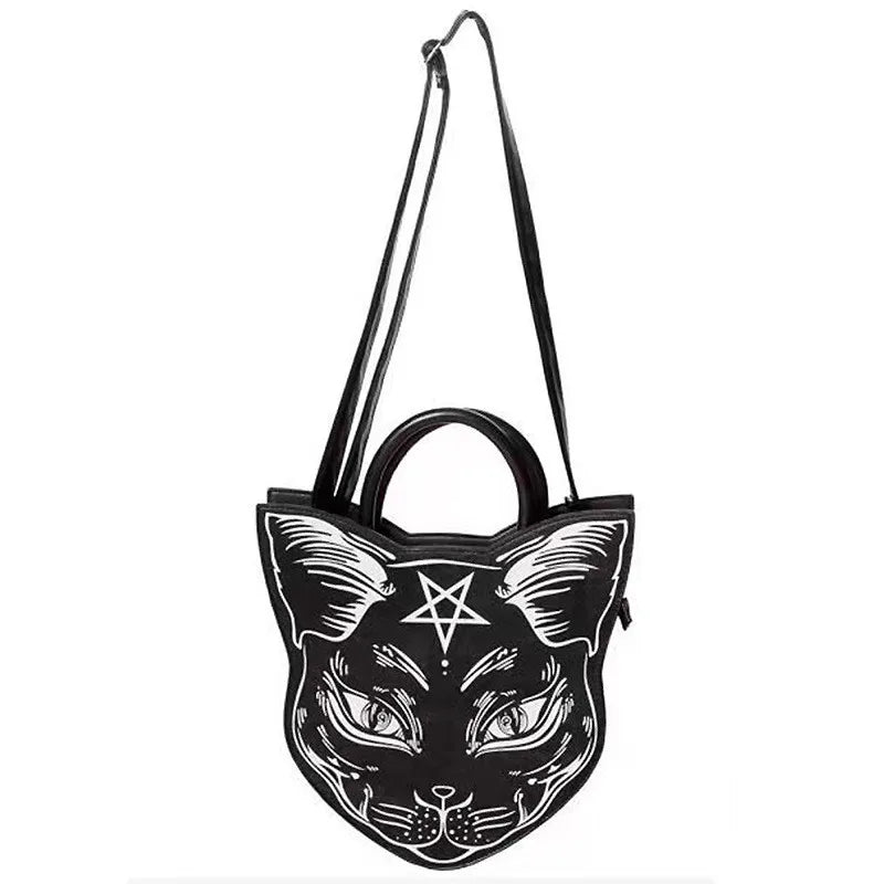 Harajuku style dark cat oblique cross bag fashion trend clutch punk style cat face Halloween women's bag