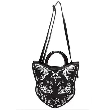 Harajuku style dark cat oblique cross bag fashion trend clutch punk style cat face Halloween women's bag
