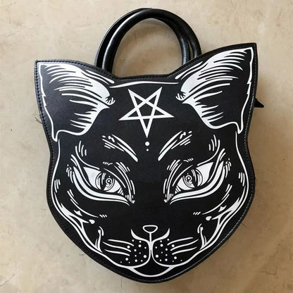 Harajuku style dark cat oblique cross bag fashion trend clutch punk style cat face Halloween women's bag