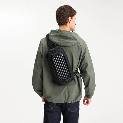 Hard Shell Crossbody Bags Men USB Charging Shoulder Bag Women Large Capacity Oxford Waterproof Casual Messenger Bag 2024