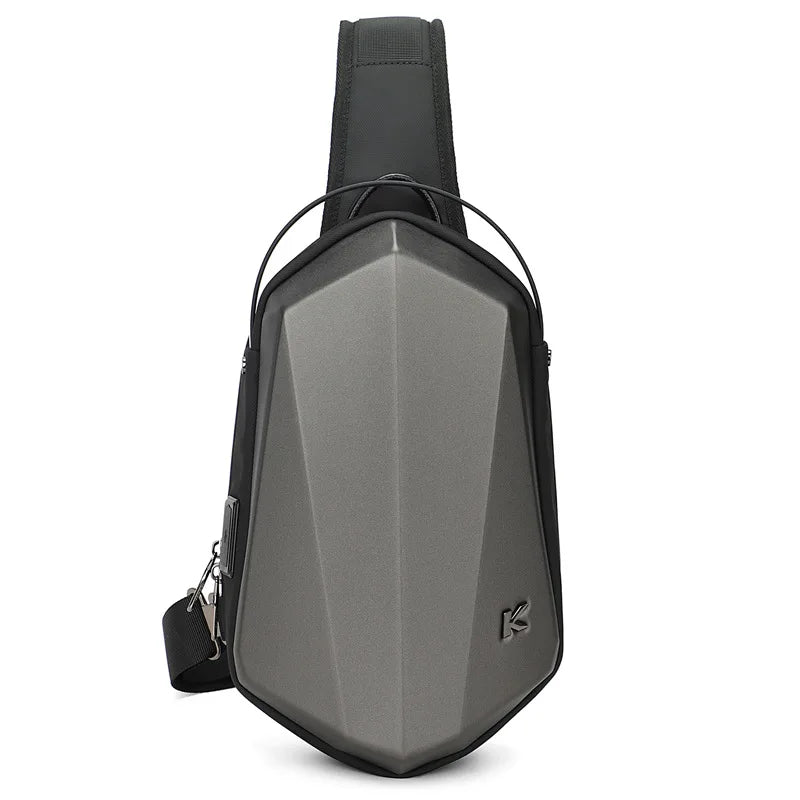 Hard Shell EVA Men's Bag Shoulder Bag Anti-theft Waterproof Male Crossbody Bag Casual Short Trip Chest Pack USB Charging