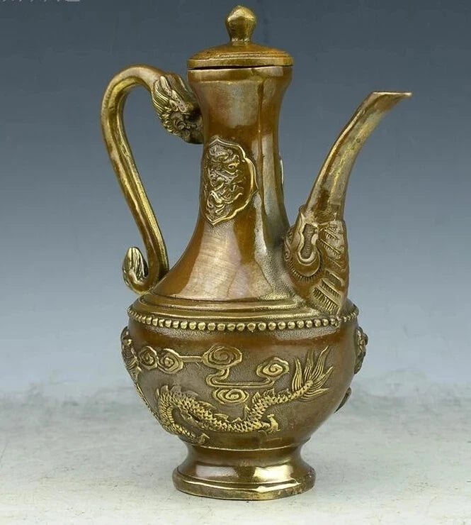 SCY 426+++A brass copper antique teapot pot dragon flagon eight copper kettle "Home Furnishing crafts