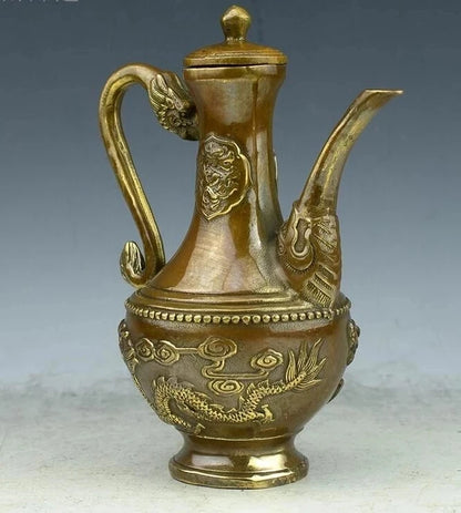 SCY 426+++A brass copper antique teapot pot dragon flagon eight copper kettle "Home Furnishing crafts