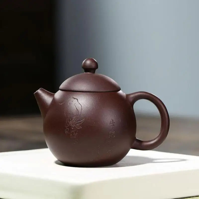 Purple Clay Dragon Egg and Teapot Zisha Yixing Handmade Pot, Kung-Fu Teaware, Purple Drinkware for Puer Green