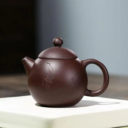 Purple Clay Dragon Egg and Teapot Zisha Yixing Handmade Pot, Kung-Fu Teaware, Purple Drinkware for Puer Green