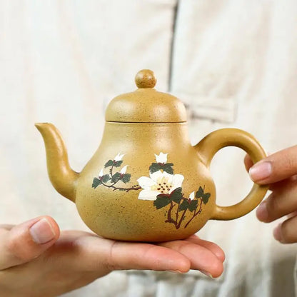 Handmade Kung-Fu Teaware of Purple Clay, Puer Green and Black Clay, Peony Siting Pot, Zisha Teapot, Handmade Pot