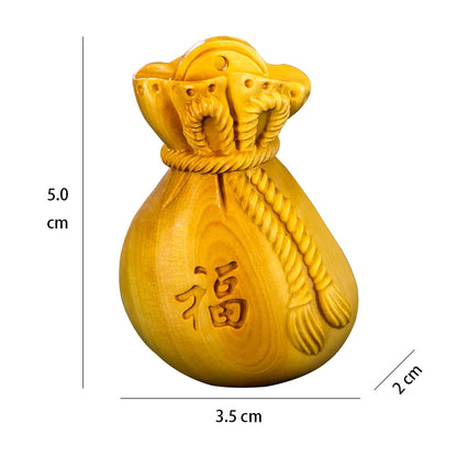 Boxwood 5 cm Chinese traditional carving crafts solid wood decoration lucky bag small pendant collectibles