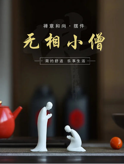 Manufacturers Selling Chinese White Porcelain, Little Monk, Zen Prayer, Buddha Statue, Chinese Decoration, Desktop Sculptur