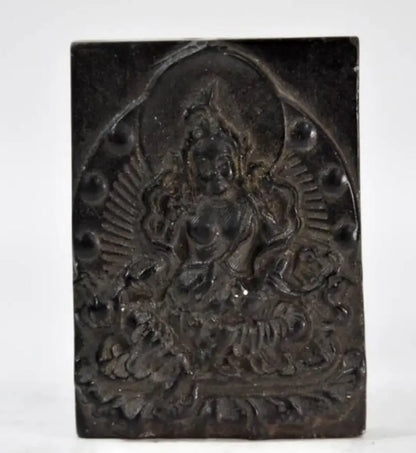 Hongshan culture archaize black iron meteorite sculpture Tantric bodhisattva Buddha statue