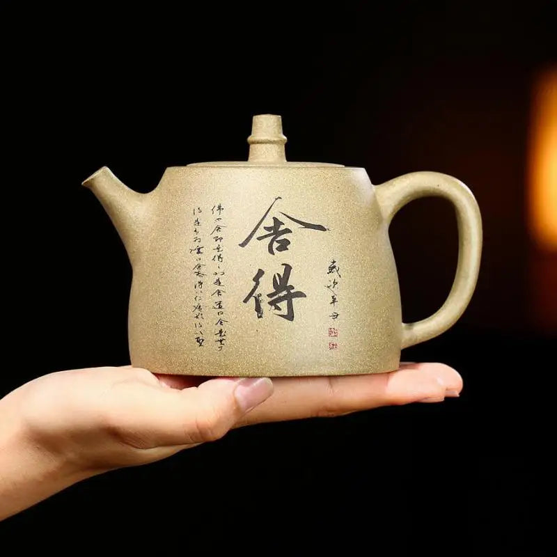 Bean Green Mud Willing to Han Duo Pot, Zisha Teapot, Yixing Handmade Pot, Kung-Fu Teaware, Purple Clay, Drinkware for Puer Green