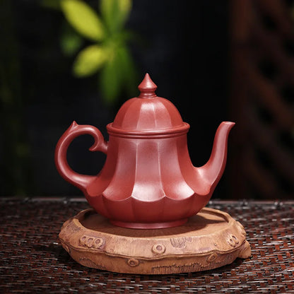 Handmade Tendon Lotus Lamp Teapot, Yixing Handmade Pot, Kung-Fu Teaware, Purple Clay, Drinkware for Puer, Green, Black, Chinese