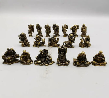 China brass eighteen Lohan small crafts statue A set