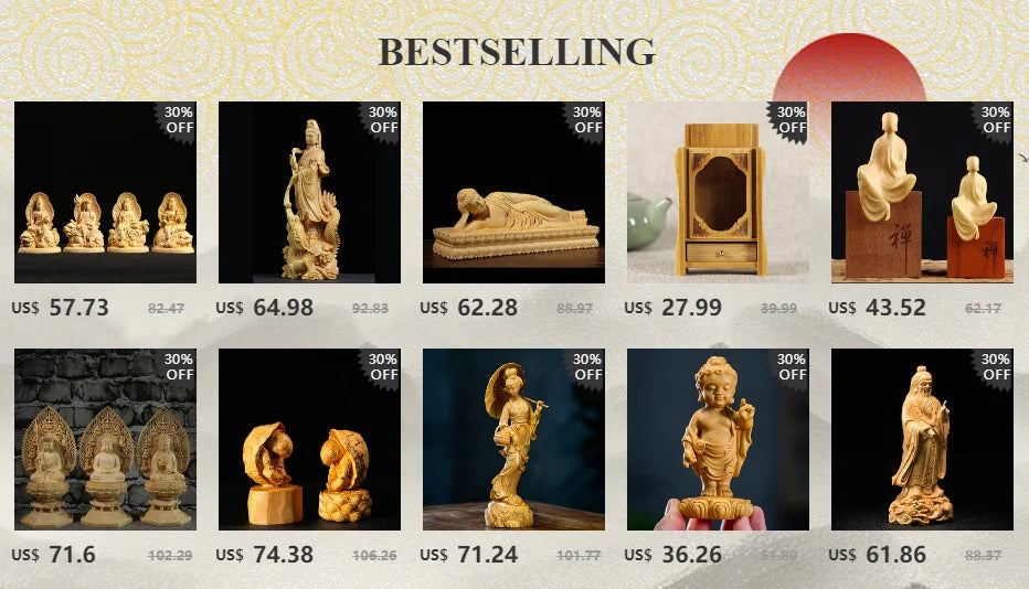 Boxwood 18cm Dharma Sculpture Wood Buddha Statue Zen Buddhist Saints Home Decoration