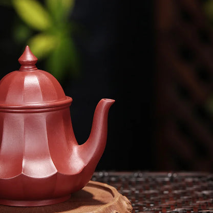 Handmade Tendon Lotus Lamp Teapot, Yixing Handmade Pot, Kung-Fu Teaware, Purple Clay, Drinkware for Puer, Green, Black, Chinese